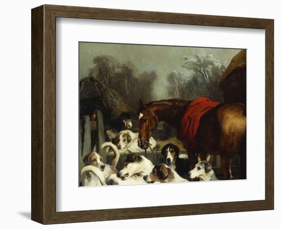 No Hunting Till the Weather Breaks' (Or 'Hunter and Hounds')-Edwin Henry Landseer-Framed Giclee Print