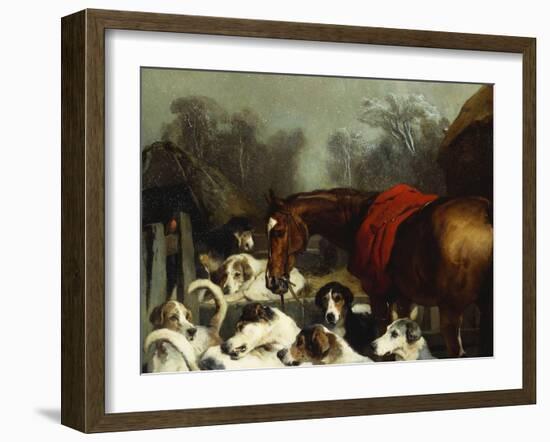 No Hunting Till the Weather Breaks' (Or 'Hunter and Hounds')-Edwin Henry Landseer-Framed Giclee Print