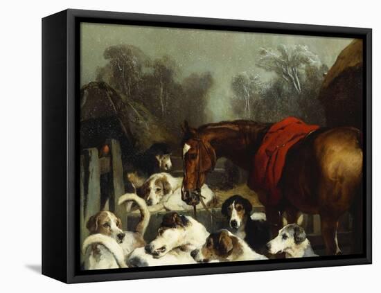 No Hunting Till the Weather Breaks' (Or 'Hunter and Hounds')-Edwin Henry Landseer-Framed Stretched Canvas