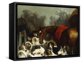 No Hunting Till the Weather Breaks' (Or 'Hunter and Hounds')-Edwin Henry Landseer-Framed Stretched Canvas