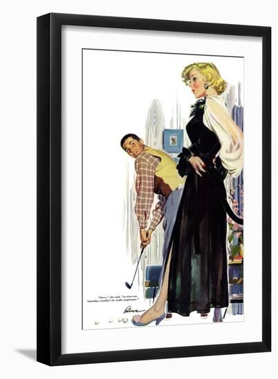 No Man Around The House  - Saturday Evening Post "Leading Ladies", August 13, 1955 pg.31-Perry Peterson-Framed Giclee Print