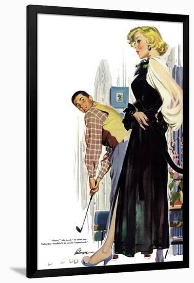 No Man Around The House  - Saturday Evening Post "Leading Ladies", August 13, 1955 pg.31-Perry Peterson-Framed Giclee Print