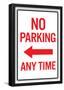 No Parking Any Time Left Arrow Sign Poster-null-Framed Poster