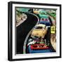 "No Passing", October 9, 1954-Stevan Dohanos-Framed Giclee Print