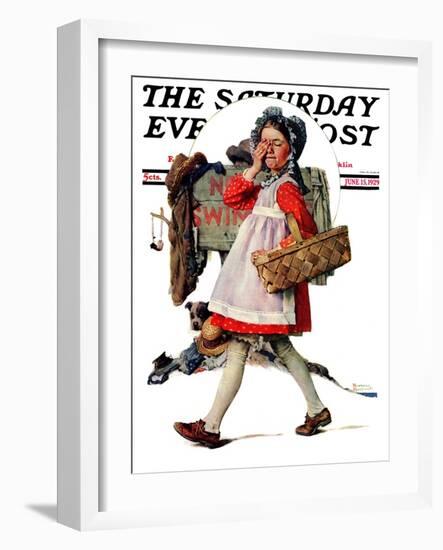 "No Peeking" Saturday Evening Post Cover, June 15,1929-Norman Rockwell-Framed Giclee Print