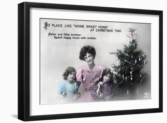 No Place Like Home Sweet Home at Christmas Time, Greetings Card, C1900-1919-Schwerdffeger & Co-Framed Giclee Print