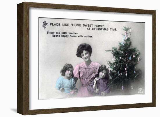 No Place Like Home Sweet Home at Christmas Time, Greetings Card, C1900-1919-Schwerdffeger & Co-Framed Giclee Print