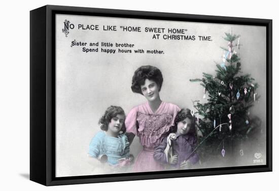 No Place Like Home Sweet Home at Christmas Time, Greetings Card, C1900-1919-Schwerdffeger & Co-Framed Stretched Canvas