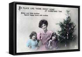 No Place Like Home Sweet Home at Christmas Time, Greetings Card, C1900-1919-Schwerdffeger & Co-Framed Stretched Canvas