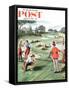 "No Playing Through" Saturday Evening Post Cover, August 31, 1957-Constantin Alajalov-Framed Stretched Canvas