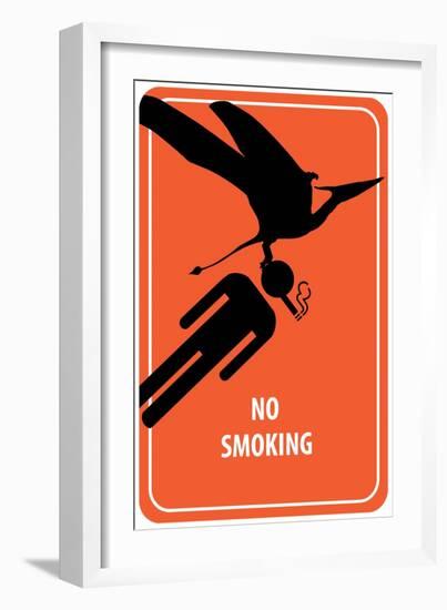 No Smoking Sign - Dinosaur Attack-Lantern Press-Framed Art Print