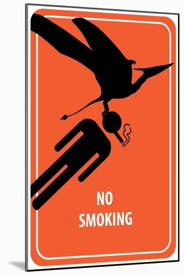 No Smoking Sign - Dinosaur Attack-Lantern Press-Mounted Art Print