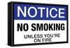 No Smoking Unless You're On Fire Notice-null-Framed Stretched Canvas