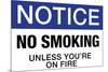 No Smoking Unless You're On Fire Notice-null-Mounted Art Print