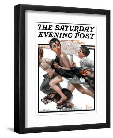 Norman Rockwell Saturday Evening Post Print NO SWIMMING 