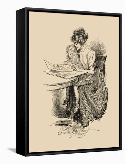 No Time for Politics-Charles Dana Gibson-Framed Stretched Canvas