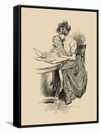 No Time for Politics-Charles Dana Gibson-Framed Stretched Canvas