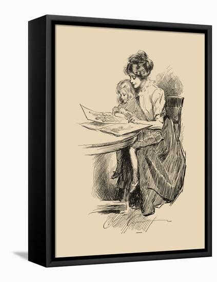 No Time for Politics-Charles Dana Gibson-Framed Stretched Canvas