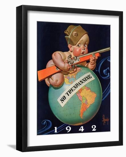 "No Trespassing," January 3, 1942-Joseph Christian Leyendecker-Framed Premium Giclee Print