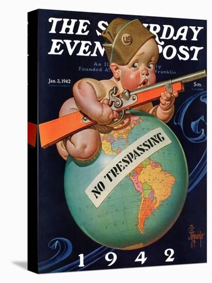 "No Trespassing," Saturday Evening Post Cover, January 3, 1942-Joseph Christian Leyendecker-Stretched Canvas
