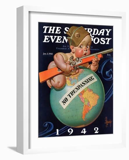 "No Trespassing," Saturday Evening Post Cover, January 3, 1942-Joseph Christian Leyendecker-Framed Giclee Print