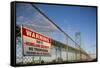 No Trespassing Sign on Fence by the Ambassador Bridge-null-Framed Stretched Canvas