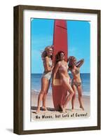 No Waves But Lots of Curves, Three Surfer Girls-null-Framed Art Print