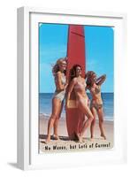 No Waves But Lots of Curves, Three Surfer Girls-null-Framed Art Print