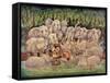 Noah - Elephants-Rhinos-Hippos-Bill Bell-Framed Stretched Canvas