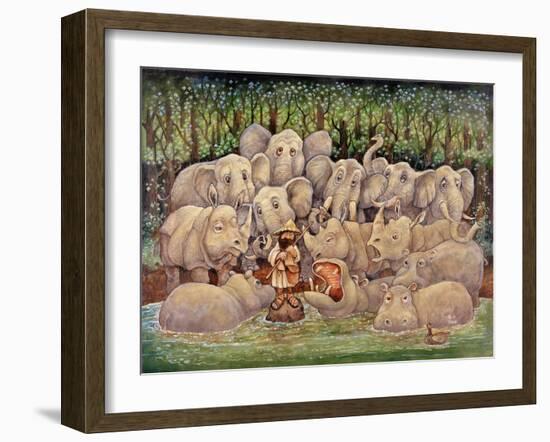 Noah - Elephants-Rhinos-Hippos-Bill Bell-Framed Giclee Print