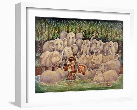 Noah - Elephants-Rhinos-Hippos-Bill Bell-Framed Giclee Print