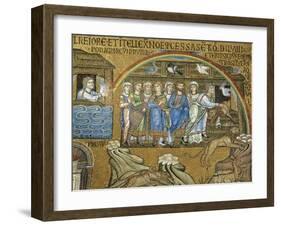 Noah Freeing Animals from Ark, Mosaic in Narthex of Saint Mark's Basilica, Venice, Italy-null-Framed Giclee Print