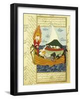 Noah's Ark, 16th Century, Ottoman Miniature of the Anatolian School-null-Framed Giclee Print