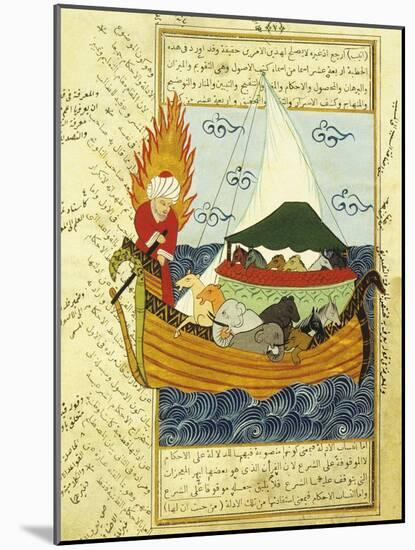 Noah's Ark, 16th Century, Ottoman Miniature of the Anatolian School-null-Mounted Giclee Print