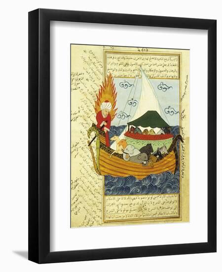 Noah's Ark, 16th Century, Ottoman Miniature of the Anatolian School-null-Framed Premium Giclee Print