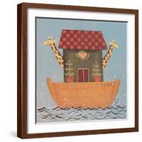 Noah’s Ark, an Ark with 2 Giraffes Sticking Out their Heads-Beverly Johnston-Framed Giclee Print