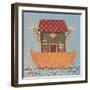 Noah’s Ark, an Ark with 2 Giraffes Sticking Out their Heads-Beverly Johnston-Framed Giclee Print