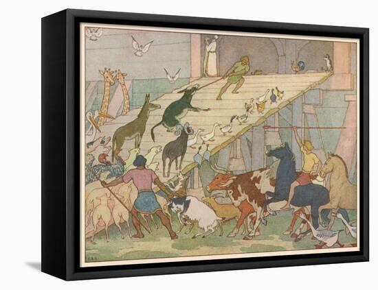 Noah's Ark, Noah's Sons Encourage the Animal Couples to Board the Ark-E. Boyd Smith-Framed Stretched Canvas