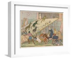 Noah's Ark, Noah's Sons Encourage the Animal Couples to Board the Ark-E. Boyd Smith-Framed Art Print