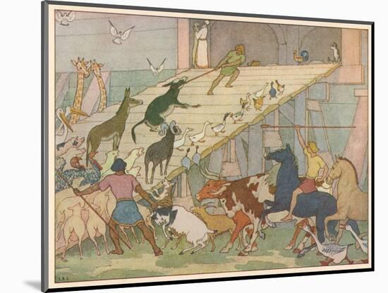 Noah's Ark, Noah's Sons Encourage the Animal Couples to Board the Ark-E. Boyd Smith-Mounted Art Print