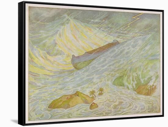 Noah's Ark, The Ark Weathers Some Pretty Rough Weather as the Storm Build Up-E. Boyd Smith-Framed Stretched Canvas