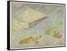 Noah's Ark, The Ark Weathers Some Pretty Rough Weather as the Storm Build Up-E. Boyd Smith-Framed Stretched Canvas