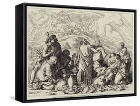 Noah's Sacrifice, the Ark Resteth on Ararat, the Bow Is Set in the Cloud-Daniel Maclise-Framed Stretched Canvas