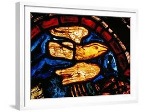 Noah Sends the Dove to See Whether the Waters Recede, from the Noah Window, 13th Century-null-Framed Giclee Print