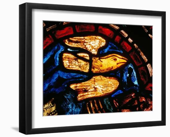 Noah Sends the Dove to See Whether the Waters Recede, from the Noah Window, 13th Century-null-Framed Giclee Print