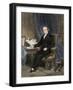 Noah Webster, American Lexicographer, Surrounded by Books-null-Framed Giclee Print