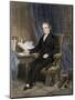 Noah Webster, American Lexicographer, Surrounded by Books-null-Mounted Giclee Print