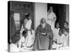 Nobel Prize Winning Indian Poet Rabindranath Tagore Reading to Others-null-Stretched Canvas
