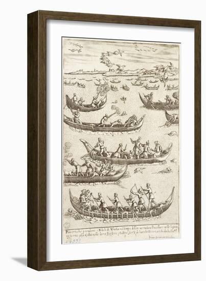 Nobility Hunting Fowl in the Venetian Lagoon in Winter, 1610-Giacomo Franco-Framed Giclee Print