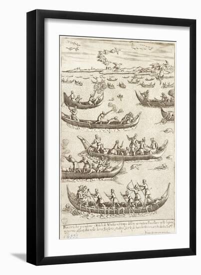 Nobility Hunting Fowl in the Venetian Lagoon in Winter, 1610-Giacomo Franco-Framed Giclee Print